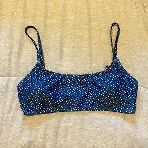Shein blue & white polka dot bikini top
